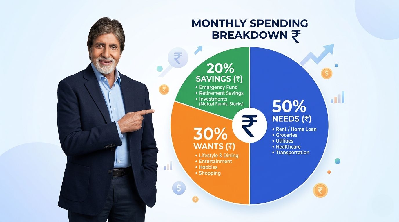 budgeting rule India salary split chart 50 30 20
