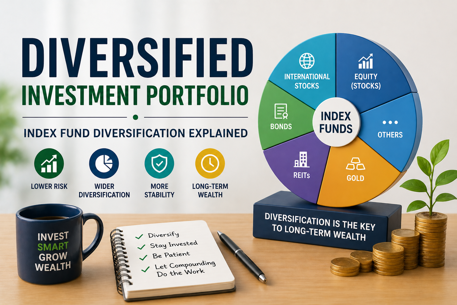 Diversified investment portfolio — index fund diversification explained
