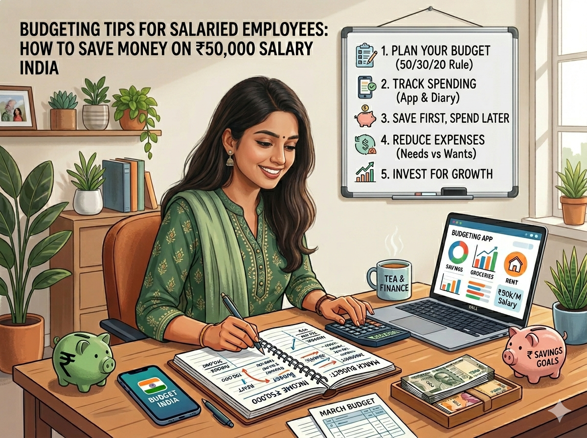 how to save money on 50000 salary India - budgeting tips for salaried employees